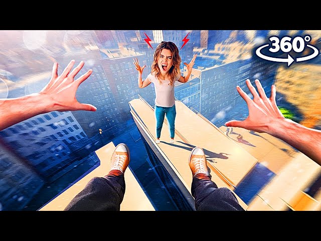 360° ESCAPE ANGRY GIRLFRIEND - Epic Rooftop Parkour Roller Coaster VR 360 Video 4k ultra hd