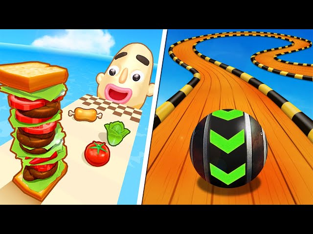 Sandwich Runner | Sky Rolling Balls - All Level Gameplay Android,iOS