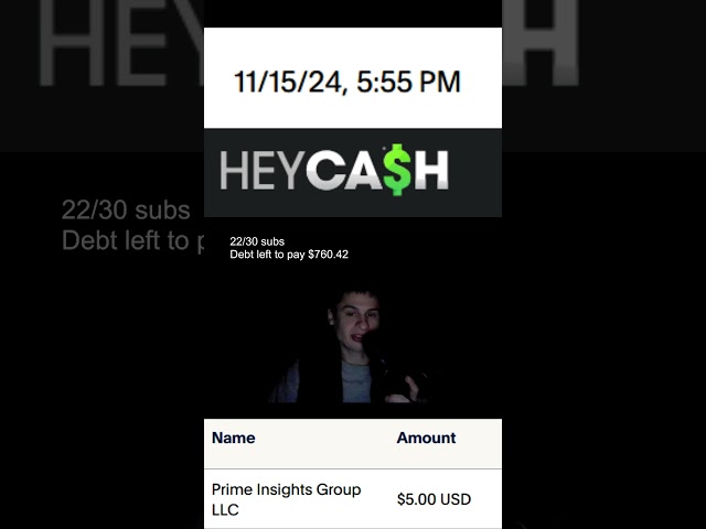 Fanof cashes out another 5$ using heycash