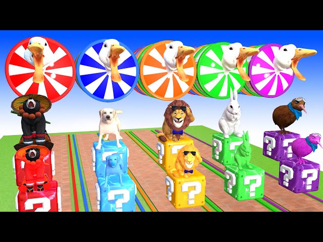 5 Giant Duck | Paint Animals Cow Mammoth Elephant Bear Lion Dog Rabbit Fountain Crossing Animal Game