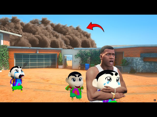 Franklin, Shinchan And Pinchan Running From Deadly Sandstorm Outside Their House In Gta 5!