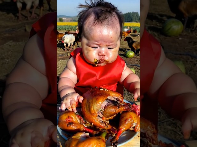 Cute baby eating 🌽🍉🥰