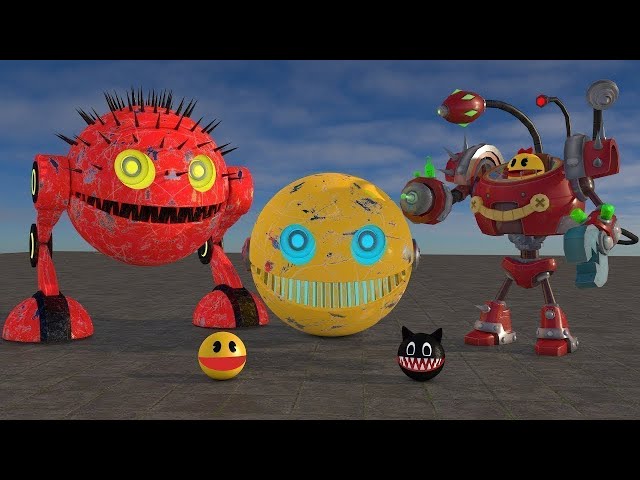 Pacman vs Robot Monsters Compilation | Pacman & Ms Pacman vs Biped Walking Robot Pacman | StrEat