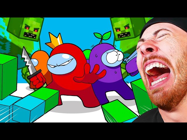 AMONG US ZOMBIES VS MINECRAFT RAID?! (Animation)