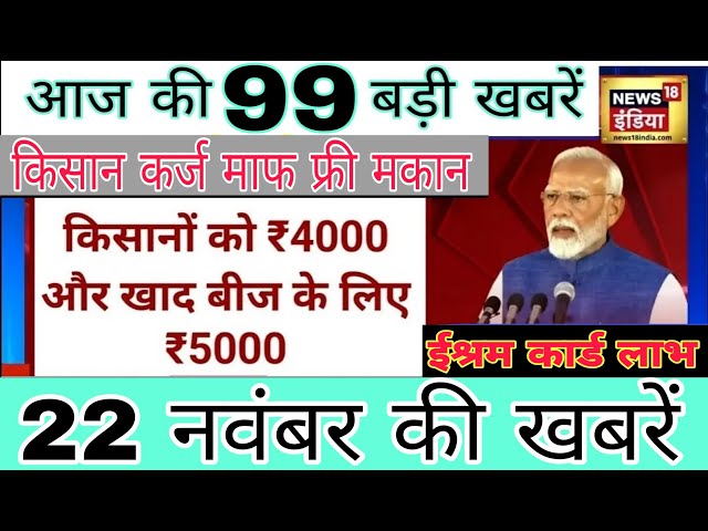 आज 22  नवंबर सुबह की 100 बड़ी खबरें, BSNL 5G लॉन्च पेट्रोल सिलेंडर सस्ता JIO AIRTEL #फ्री #राशन