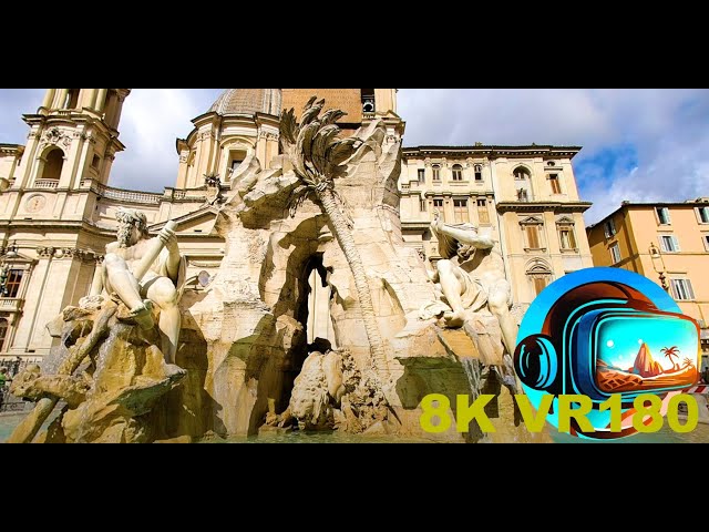 ROME Piazza Navona Part 1 Angels & Demons Movie by Dan Brown WATER 8K 4K VR180 3D Travel