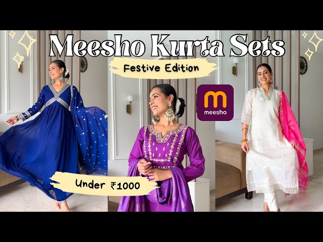 Meesho Kurta Set Haul Under ₹1000 | Festive outfits | Dharti Singh