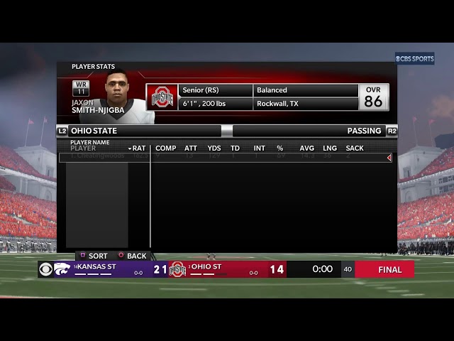 #7 Kansas State (2-1) vs #10 Ohio State (1-2) | MCFL Week 4