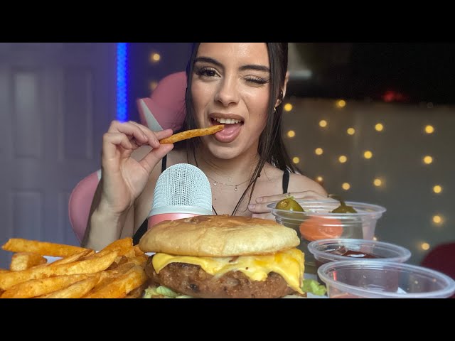 Asmr|| Hamburger and Fries Mukbang🍔🍟 (Tingly cupped up-close eating sounds)