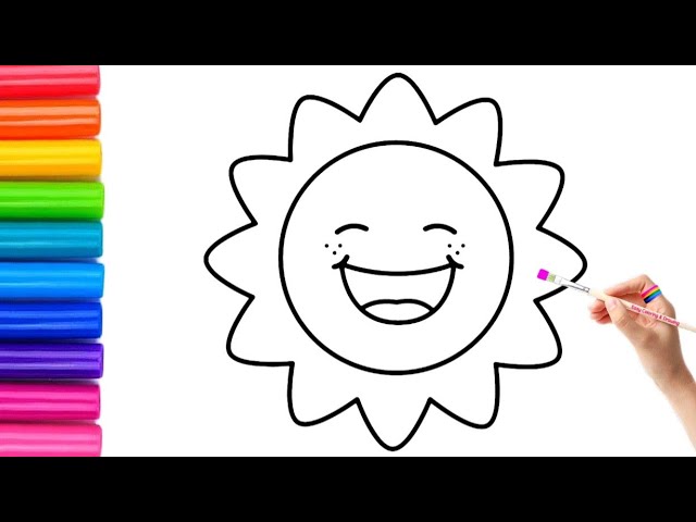 How to Draw Easy And Cute Sun | Drawing, Painting and Coloring Easy And Cute San for Kids & Toddlers