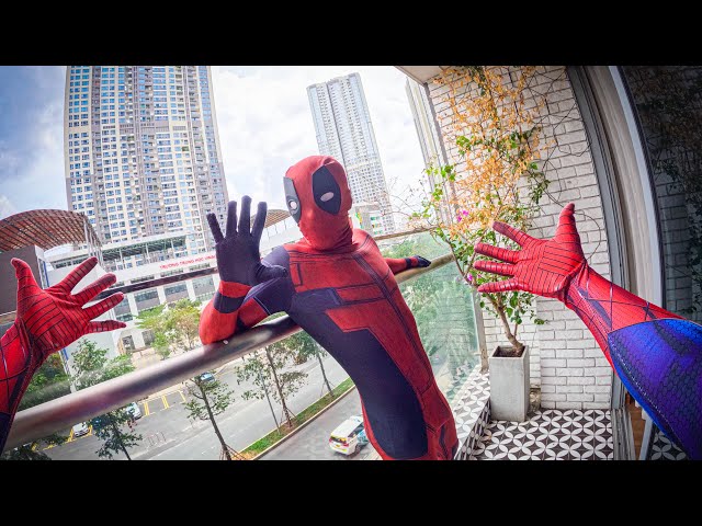 SPIDER-MAN ESCAPING CRAZY DEADPOLL (Spiderman Parkour Comedy POV in Vietnam)