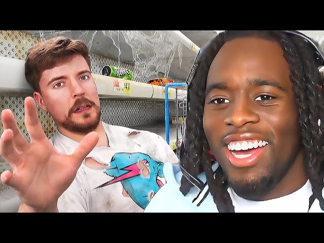 Kai Cenat Reacts To MrBeast $10,000 Every Day You Survive In Grocery Store!