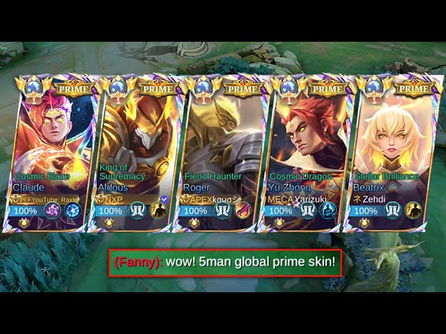 WOW!! 5MAN TOP GLOBAL PRIME SKIN IN ONE TEAM!!😳🔥 (this is Insane!!🤯) - MLBB