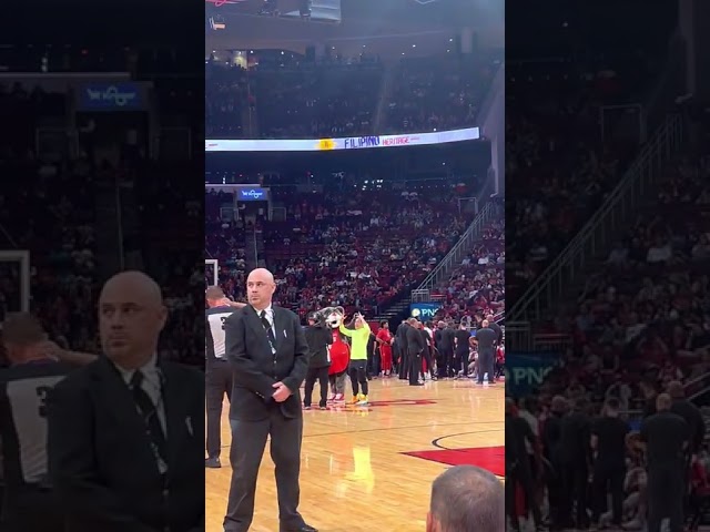 Houston Rockets invite Neon Man for Filipino Heritage Night : NeonMan on the NBA Floor Court Side