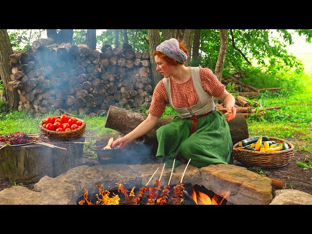 Cooking with Mulberries | ASMR Campfire Cooking in the Iowa Countryside