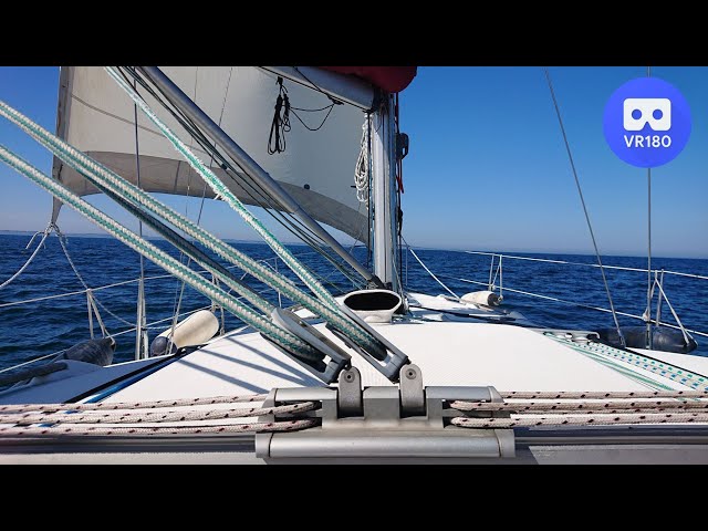 VR180 (3D) Sailing on sea. Above the cabin view.