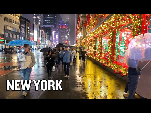 Rainy Night in New York City ☔🗽 - Experience NYC! Explore Manhattan at NIGHT!