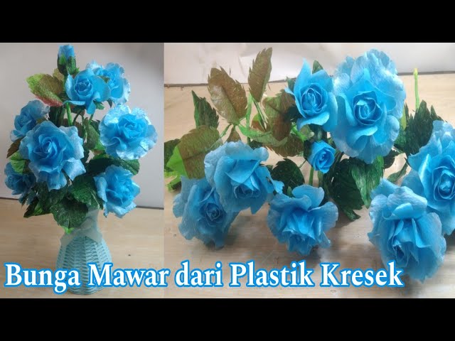 DIY//Tutorial for Blue Rose Flowers from plastic bags