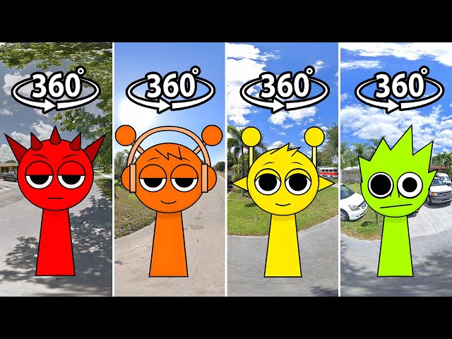 FIND INCREDIBOX SPRUNKI RADDY RED, OREN ORANGE, SIMON YELLOW, OWAKCX LIME 360º VR FINDING CHALLENGE