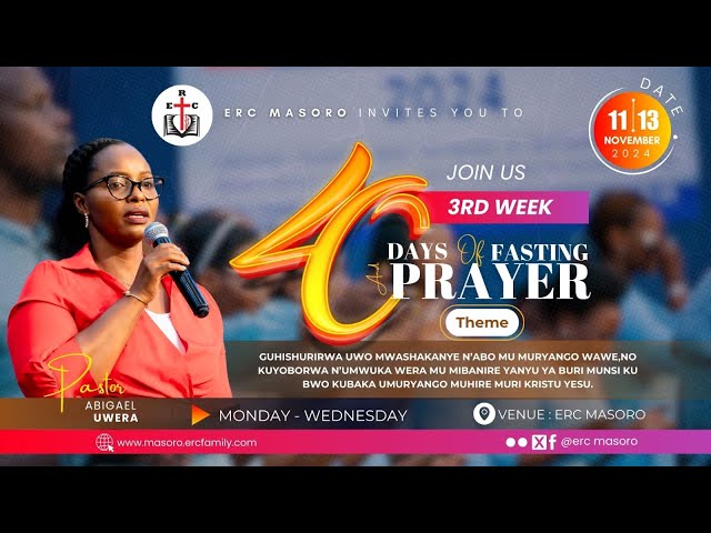 TUESDAY  12/11/2024 DAY 16 OF 40 DAYS SERVICE  WITH PASTOR ABIGAEL UWERA GASINGA