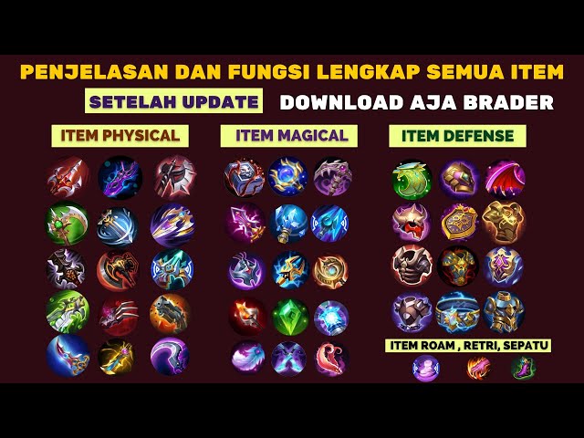 FUNGSI DAN PENJELASAN LENGKAP SEMUA ITEM MOBILE LEGENDS TERBARU, ITEM ATTACK PHYSICAL MAGIC DEFENSE