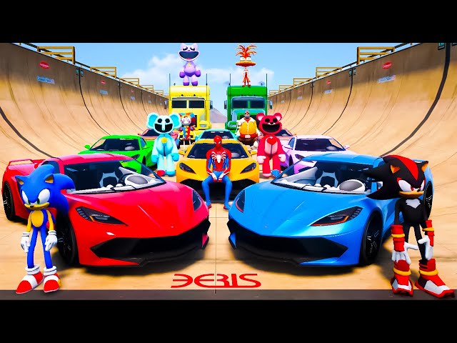 GTA V Cartoons Characters In Stunt Map Car Race Challenge On Super Cars #4