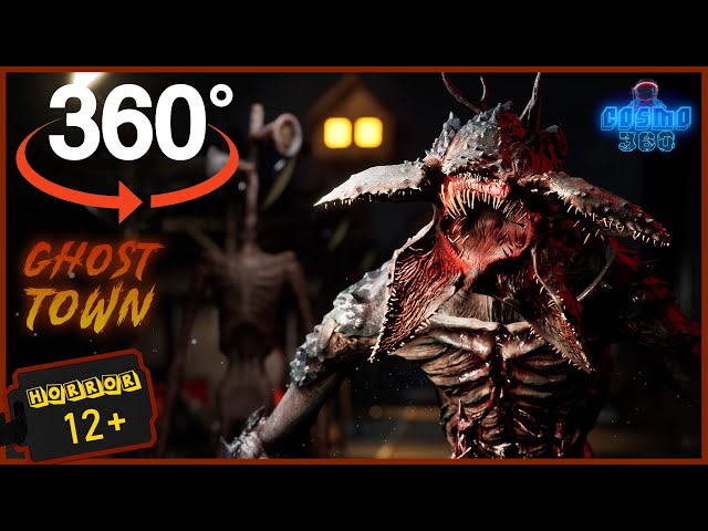 Ghost Town 360 vr video. House Head, Demogorgon, Siren Head. Horror Video. Try Not To Blink!