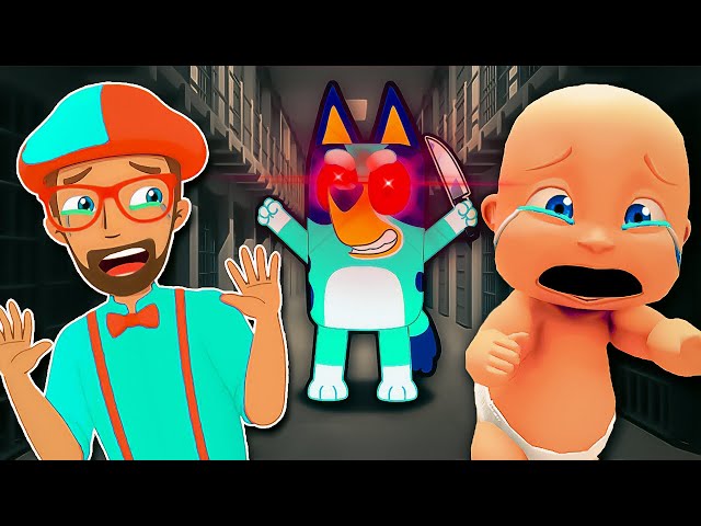 Baby and Blippi Escape EVIL BLUEY Prisons!