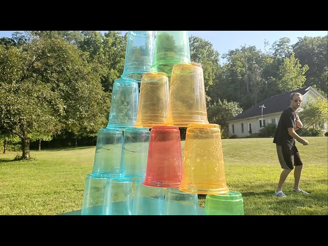 frisbee trick shots knocking cups over episode 1