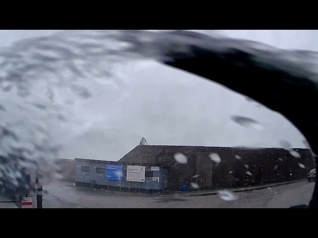 Huge Wave Strikes Coastal Wall in Newlyn, Cornwall and Drenches Passing Vehicle - 1537872