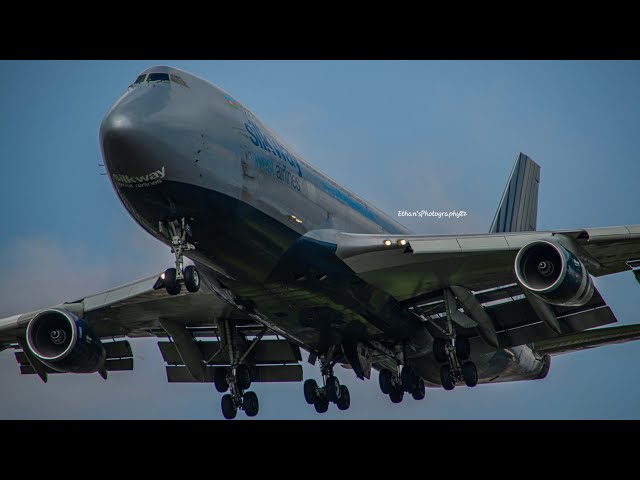 SILK WAY WEST B747 4K-BCH arrives into BHX