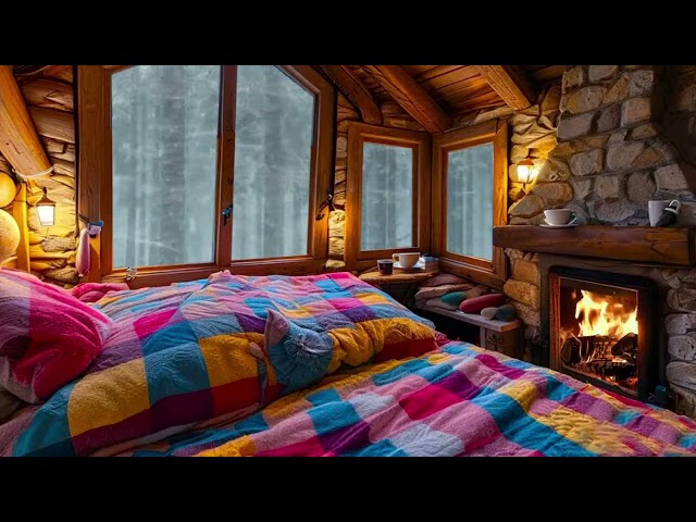 A warm cabin in winter, where you can fall asleep comfortably listening to the wind and snow!