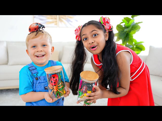 Oliver's Bug Catching at home Pretend Play and Learn Insect Facts for kids!