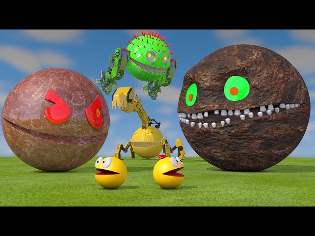 Pacman vs Monsters #6 Compilation | Marble, Mud, Excavator Robot, Flying Monsters | StrEat