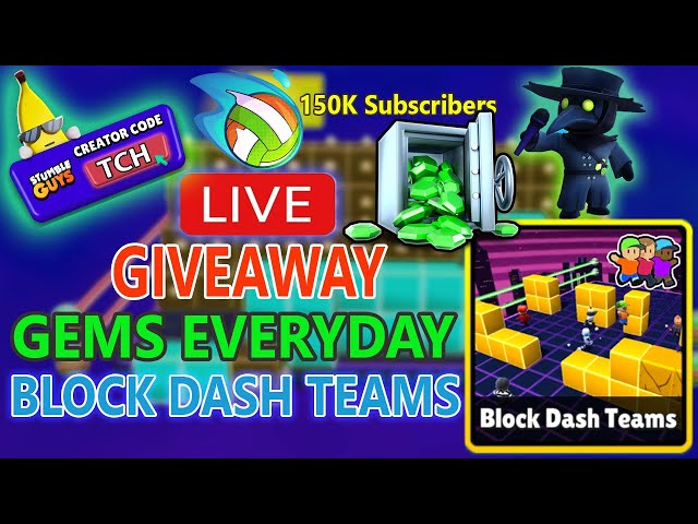 live stumble guys "Giveaway" 1x 100 gems everyday , 1x 1000 gems every month  #stumbleguyslive