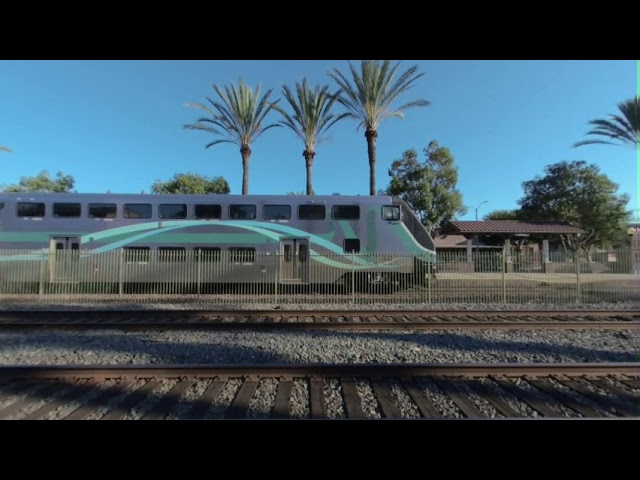 VR180 - Metrolink Orange County Line Train #606 Southbound in Fullerton CA - July 17th 2020 (2/2)