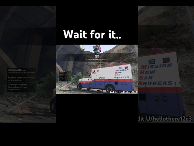 That’s a far drop! #gta #ambulance #cliff #jump