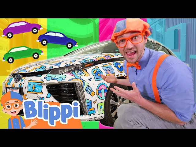 Blippi Colors a Car with Rainbow Colors | Blippi - Learn Colors and Science