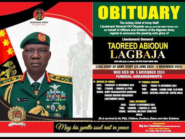 [LIVE] ABUJA:  FUNERAL SERVICE FOR LATE COAS LT. GENERAL TAOREED ABIODUN LAGBAJA