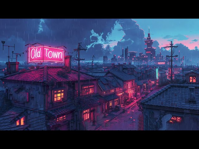 Lofi Rain Sounds for Relaxation & Sleep 🎶 90's Chill Beats in Lofi Town 🌙 Lofi Rain Playlist