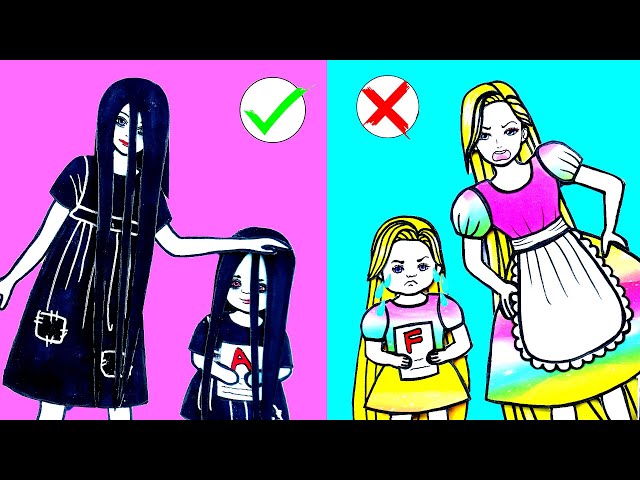 Paper Dolls Dress Up - Rapunzel & Sadako Mother and Daughter Family Costumes - Barbie Story & Crafts