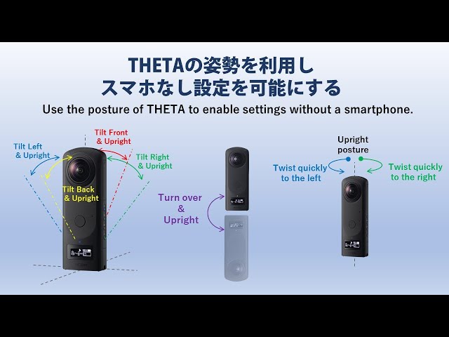 THETAの姿勢を利用し、スマホなし設定を可能にする