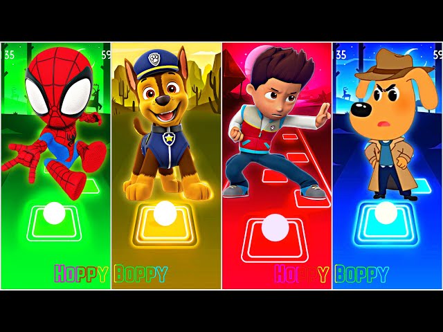 Spidey 🆚 Ryder 🆚 Sheriff Labrador 🆚 Chase - PAW Patrol 🎶 Tiles Hop EDM Rush