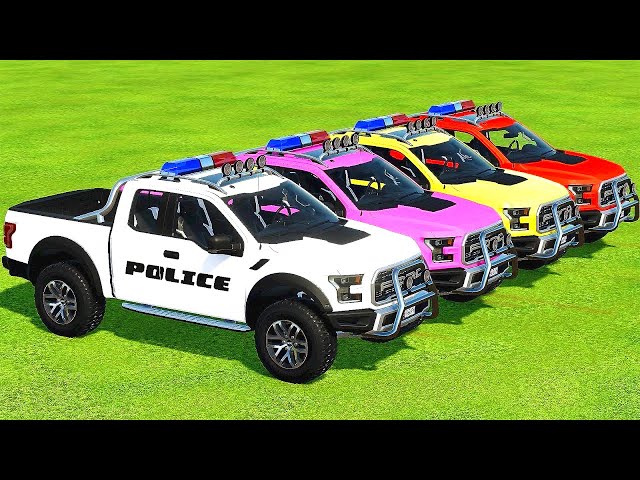 TRANSPORTING CHEVROLET POLICE CARS, FIRE TRUCKS with MAN TRUCKS - Farming Simulator 22