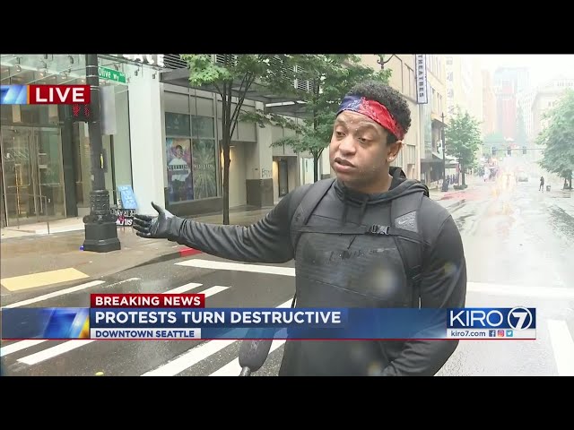 VIDEO: KIRO 7 hears from protester amid chaos in downtown Seattle