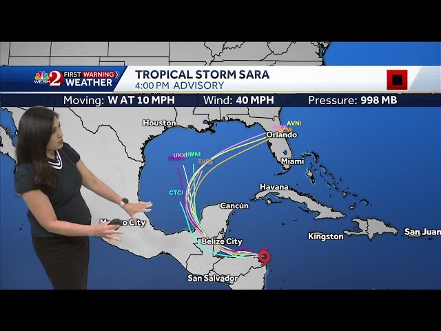 Tropical Storm Sara could break apart over Yucatán after dumping 30+ inches of rain in Honduras