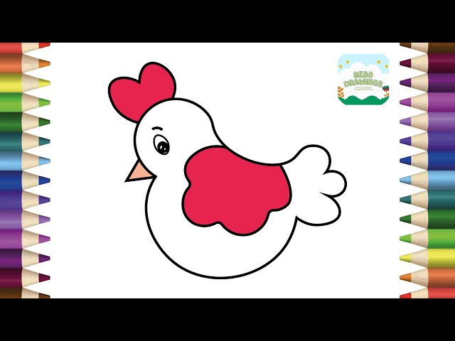 How to Draw A Cute Hen Simple & Easy Step by Step for Kids | Chicken Drawing