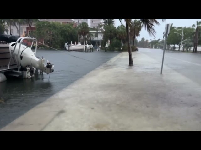 Streets of Sarasota, Florida flooded as Hurricane Helene moves toward landfall