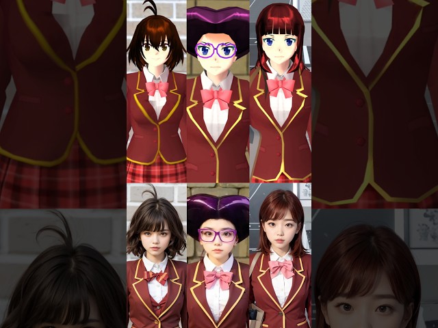 Rina, Maki, and Hatsuki in Real life AI | SAKURA School Simulator #shorts #tiktok #trending