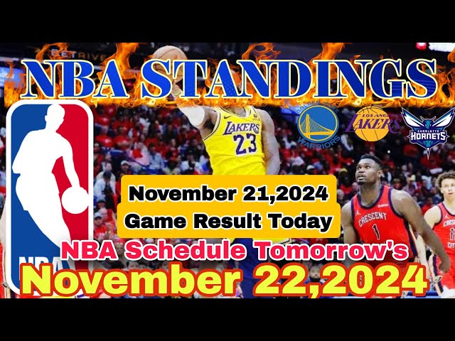 NBA STANDINGS TODAY November 21, 2024 | GAME RESULTS | NBA SCHEDULE November 22, 2024   #nbastanding